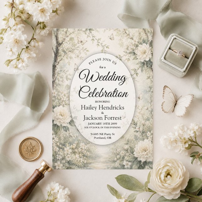 Convite de Casamento Jardim Primavera Borboleta Br (Criador carregado)