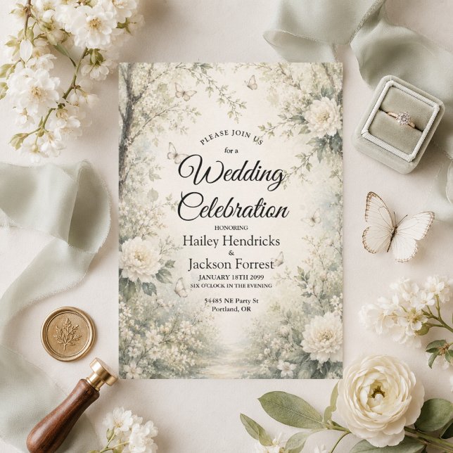 Convite de Casamento Jardim Primavera Borboleta Br (Criador carregado)