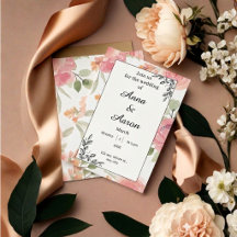 Convite de Casamento Jardim Primavera Pêssego Suav