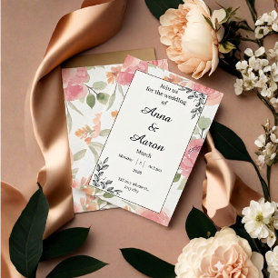 Convite de Casamento Jardim Primavera Pêssego Suav