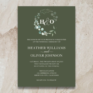 Convite de Casamento Jardim Verde Eucalipto Sage