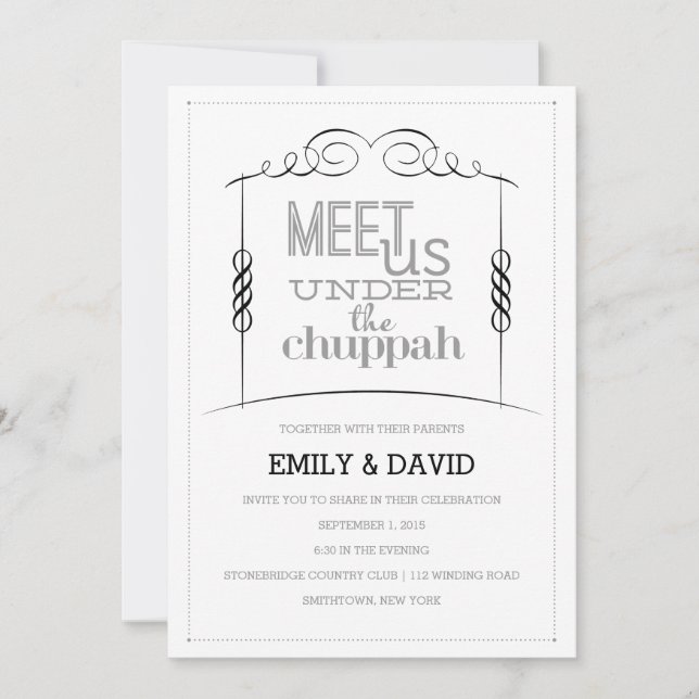 Convite de Casamento Judaico Sob a Chuppah (Frente)