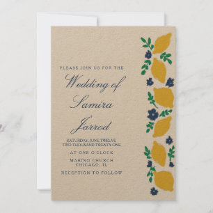 Convite de Casamento Kraft Botânico de Limão Desen