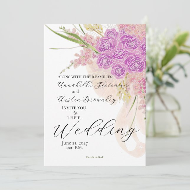 Convite de Casamento La Boca Rosa Sheer com Arco e (Em pé/Frente)