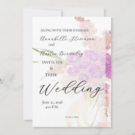 Convite de Casamento La Boca Rosa Sheer com buquê 