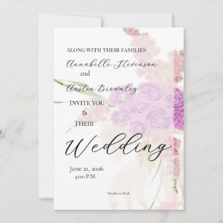 Convite de Casamento La Boca Rosa Sheer com buquê