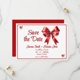 Convite de Casamento Laço Vermelho Coquete Bonito