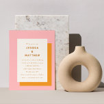 Convite De Casamento Laranja, Cor-De-Rosa Geométri<br><div class="desc">Convite para Casamento de Na moda Laranja e Cor-de-Rosa Geométrica Moderna do Orçamento</div>