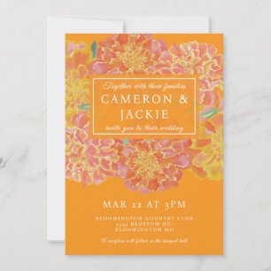 Convite de Casamento Laranja Marigold Vibrante