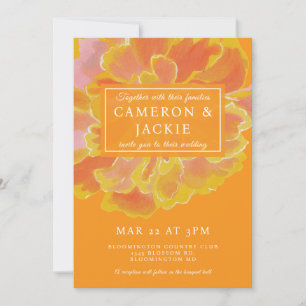 Convite de Casamento Laranja Marigold Vibrante