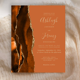 Convite De Casamento Laranja Marrom Queimado Por A
