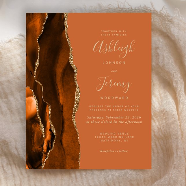 Convite De Casamento Laranja Marrom Queimado Por A (Criador carregado)