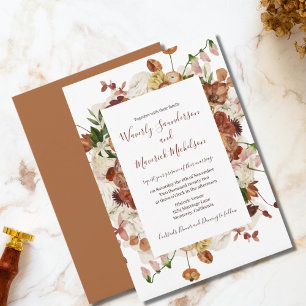 Convite De Casamento Laranja Queimado Floral