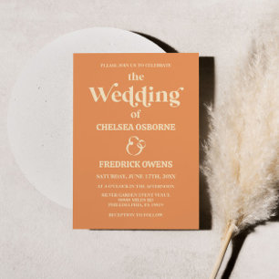 Convite De Casamento Laranja Retrominimalista