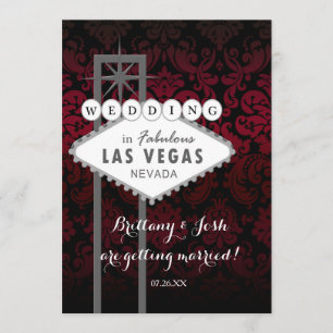 Convite de Casamento Las Vegas Vermelho Preto Dama
