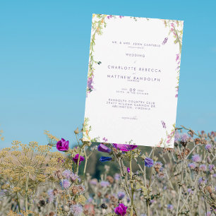 Convite de Casamento Lavanda com Flores Silvestres