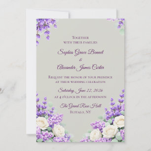 Convite de Casamento Lavanda e Lilases