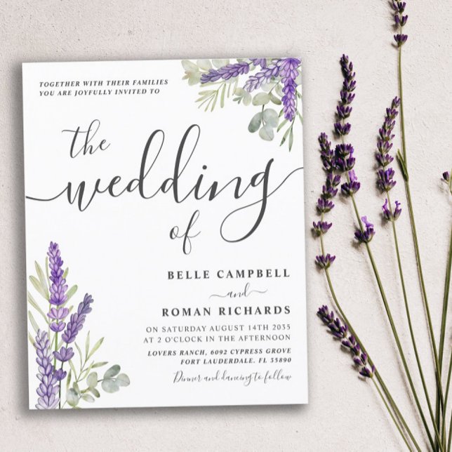 Convite de Casamento LAVANDA & EUCALIPTO ECONÔMICO (Criador carregado)
