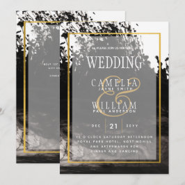 Convite de casamento LeahG Black Dourado INK