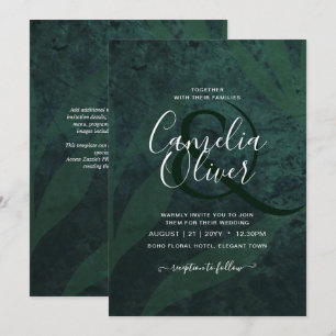 Convite de casamento LeahG Emerald Green Leaves Wh