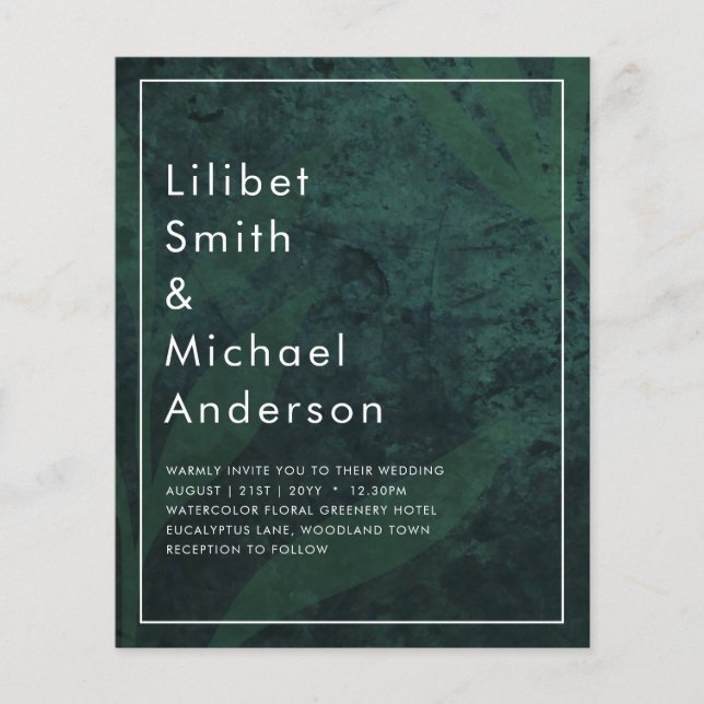 Convite de casamento LeahG Emerald Green Leaves Wh (Frente)