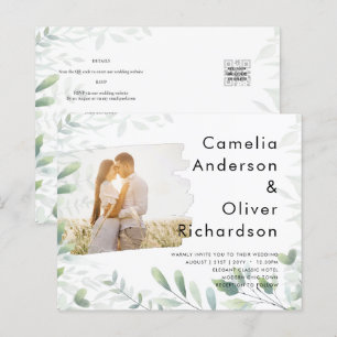 Convite de Casamento LeahG Photo Overlay GREENERY