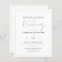 Convite de Casamento LeahG White Gold Classic Typo