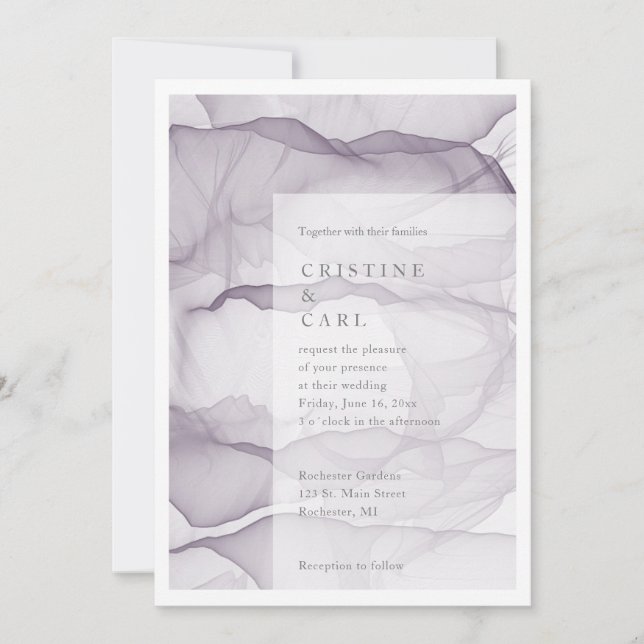 Convite de casamento leve e aéreo (Frente)