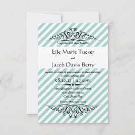 Convite de Casamento Light Blue Striped Flourish-3
