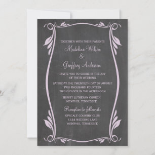 Convite de casamento Lilac Flourish Chalkboard