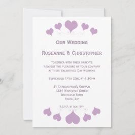 Convite de Casamento Lilac Hearts Design