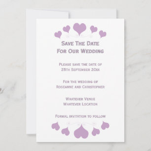 Convite de Casamento Lilac Hearts Design