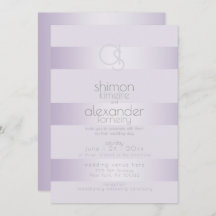 Convite De Casamento | Lilac Shimmer Stripe Monogr