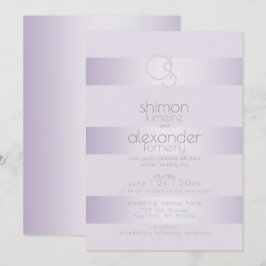 Convite De Casamento | Lilac Shimmer Stripe Monogr