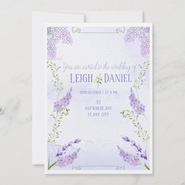 Convite de casamento Lilacs (Frente)