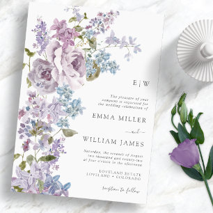 Convite de Casamento Lilás Elegante