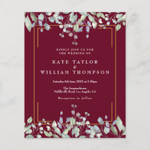 Convite de Casamento Lilás Floral Lilás Burgundy O