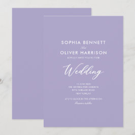 convite de casamento lilás SIMPLE moderno elegante