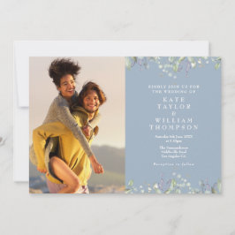 Convite de Casamento Lilás Verde Poeira Azul Foto 