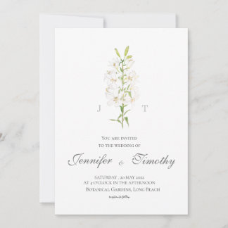 Convite de casamento Lily Branca Botânica