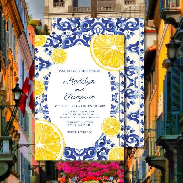 Convite de casamento limão La Dolce vita moderno (Criador carregado)