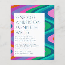 Convite de casamento Linhas Curvas Coloridas do Gr