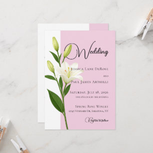 Convite de Casamento Lírio Branco Rosa Suave