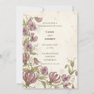 Convite de Casamento Lírio de Chama Ervilha Doce M