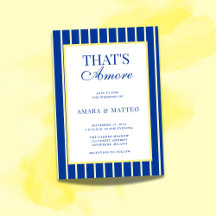 Convite de Casamento Listrado Azul e Amarelo That'