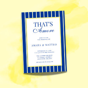 Convite de Casamento Listrado Azul e Amarelo That'