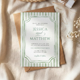 Convite de Casamento Listrado em Verde Salvia