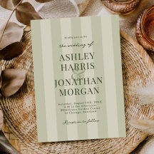 Convite de Casamento Listras Verde Sage