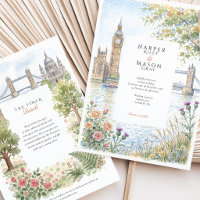 Convite de Casamento London Watercolor Big Ben Tow