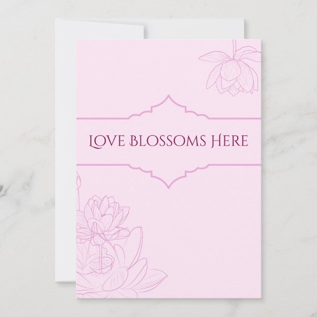 Convite de Casamento Lótus Rosa (Frente)